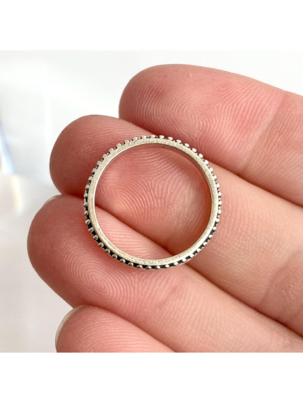 Indonesian Thai Inspired Beaded Sterling Silver 925 Vintage Ring - sz 6.25 - Picture 5 of 11